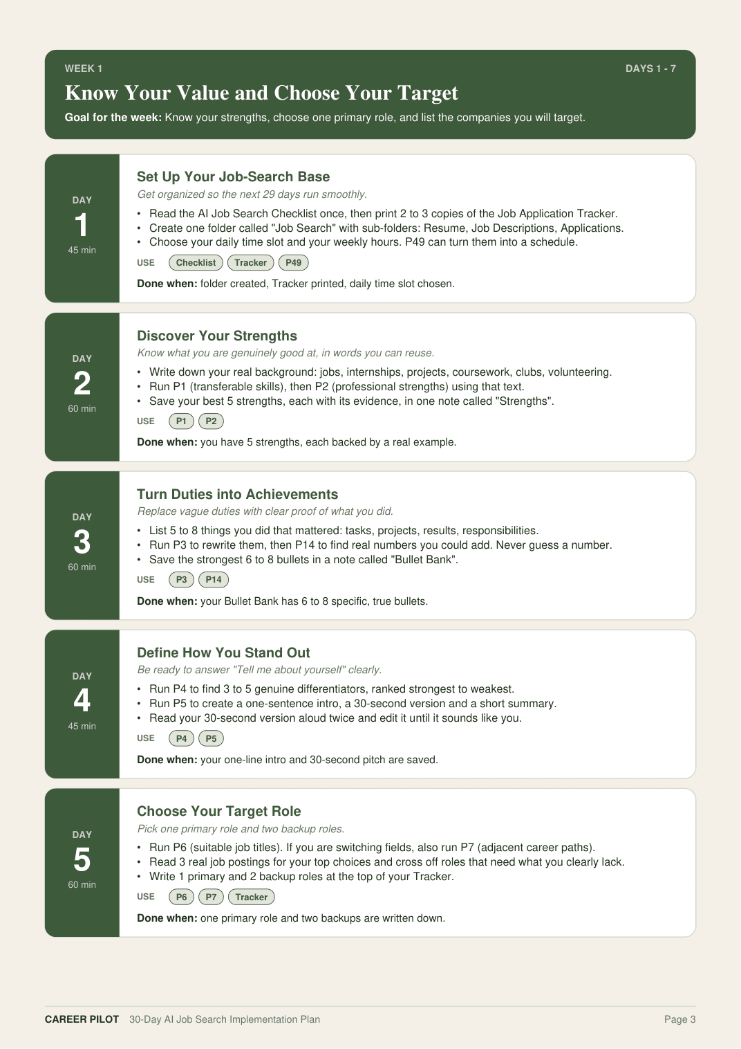 30-day job-search implementation plan